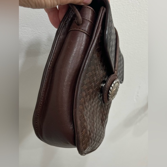 Brighton Vintage One World Chocolate Brown Woven Leather Crossbody Bag - Picture 12 of 13